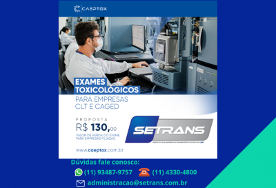 Serviço: Exame toxicológico para atender novas regras do CTB
