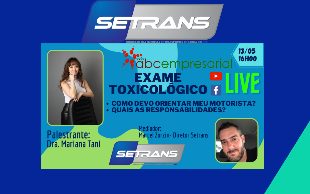 Live para esclarecer a legislação sobre exame toxicológico