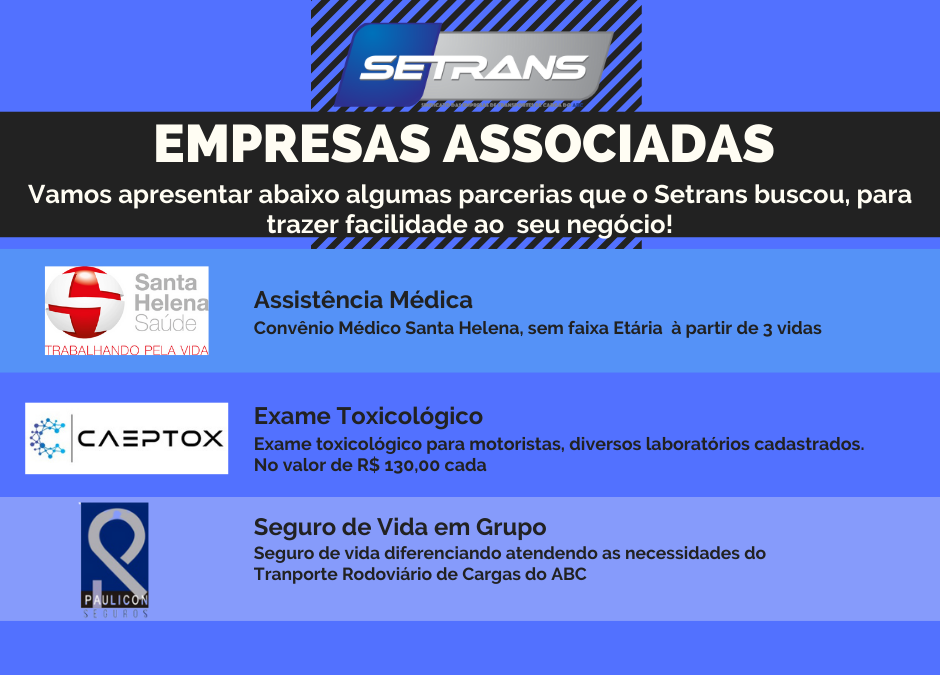 Parcerias do SETRANS voltadas a qualidade de vida com benefícios as empresas associadas