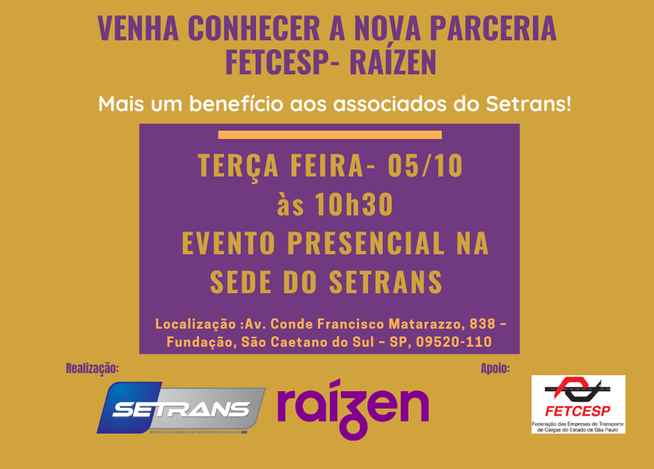 Convite: Conheça a nova parceria do SETRANS e FETCESP com a Raízen