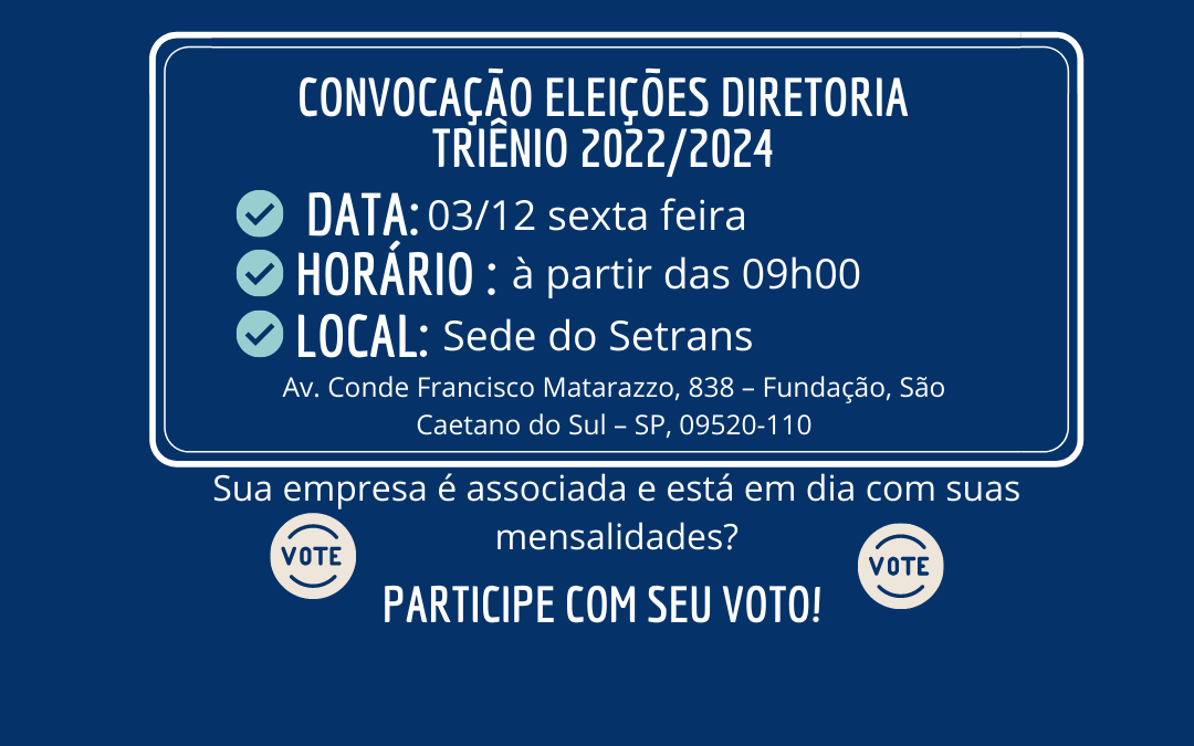 Eleições do SETRANS acontecem na sexta-feira, dia 03 de dezembro