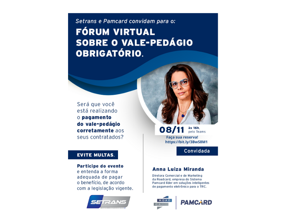 SETRANS e Pamcard convidam para Fórum Virtual sobre Vale-Pedágio