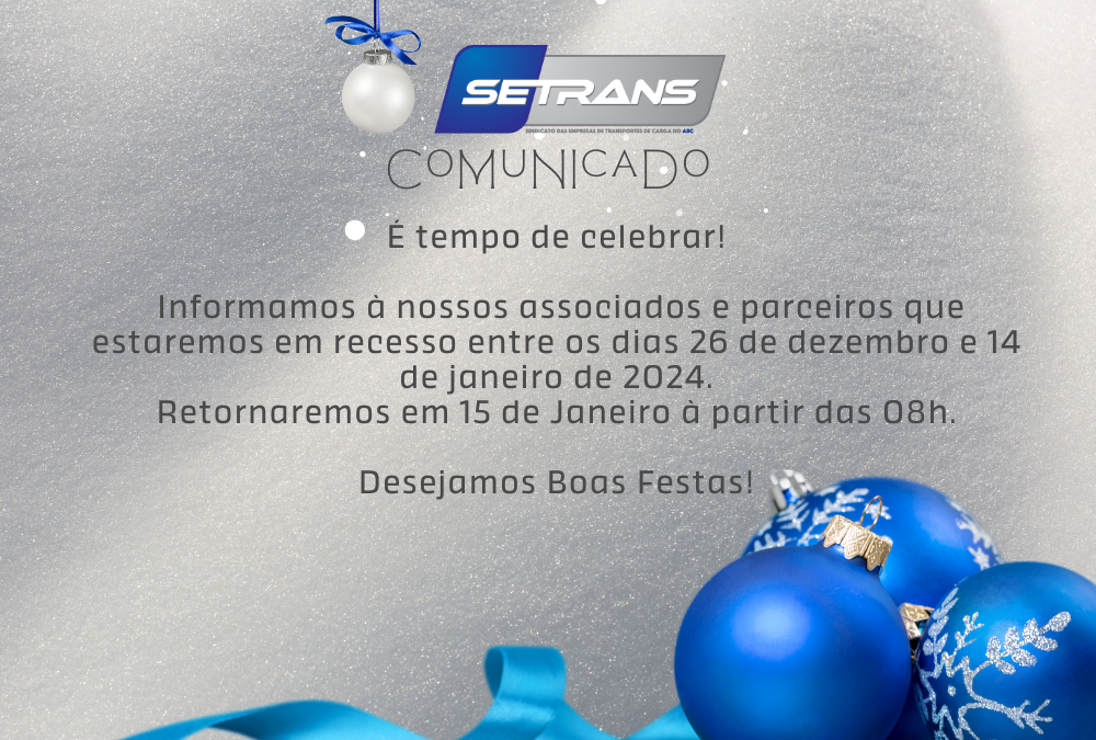 SETRANS divulga período de recesso nas próximas semanas